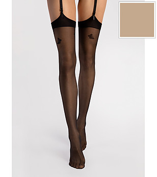 Телесни чорапи за жартиери 20 DEN FARFALLE с фигурален мотив снимка