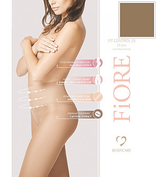 Тъмен телесен оформящ чорапогащник 20 DEN FIT CONTROL с кофеин снимка