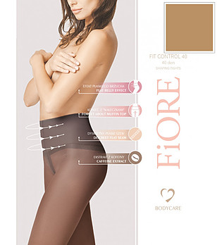 Светъл телесен оформящ чорапогащник 40 DEN FIT CONTROL с кофеин снимка