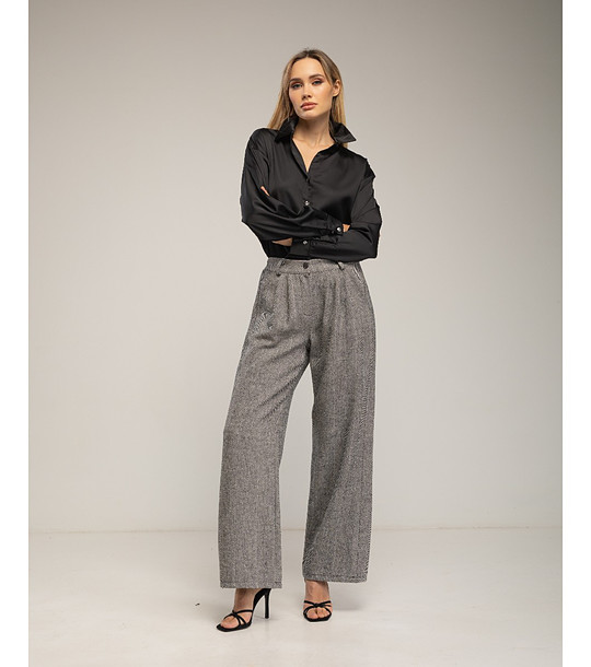 Дамски панталон в черно и екрю снимка