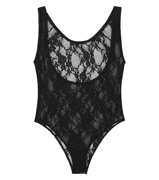 Черно дантелено боди с широки презрамки EMMA снимка