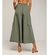 Дамски памучен широк пола-панталон в цвят каки-2 снимка