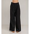 Дамски прав панталон с плохи и широк крачол в черно-1 снимка