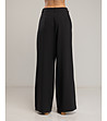 Дамски прав панталон с плохи и широк крачол в черно-2 снимка