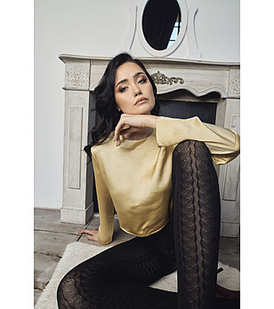 Черен фигурален чорапогащник 60 DEN GOOD YEAR снимка