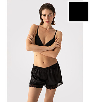 Черно сатенено долнище на пижама с дантела HASU снимка