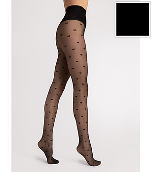 Черен фигурален чорапогащник 20 DEN HEARTBEAT снимка