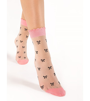 Розови къси чорапи с фигурален десен 15 DEN HEY BABY снимка