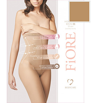 Светъл телесен стягащ чорапогащник с висока талия 20 DEN HIGH WAIST BIKINI с кофеин снимка