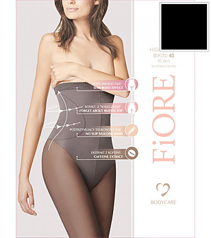 Черен стягащ чорапогащник с висока талия 40 DEN HIGH WAIST BIKINI снимка