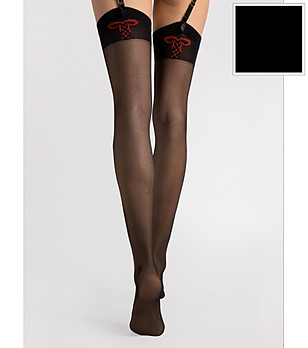 Черни чорапи за жартиери 20 DEN INCONTRA снимка