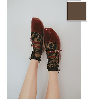 Кафяви дантелени чорапи ISMENA снимка