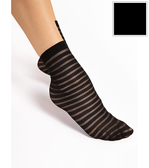 Черни чорапи 20 DEN IZZY с райе снимка