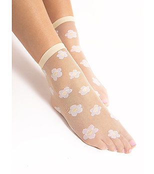 Ванилови тънки чорапи с цветя 20 DEN JODIE снимка