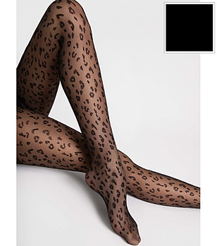 Черен фигурален чорапогащник с леопардов мотив 20 DEN JUNGLE снимка