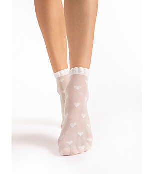 Бели чорапи 20 DEN KOKORO с фигурален десен снимка