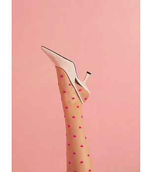 Телесни розови жартиерни чорапи с фигурален десен 15 DEN LOVE BOOSTER снимка