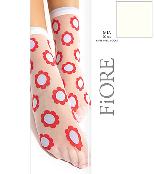 Бели чорапи с фигурален дизайн в червено 20 DEN MIA снимка