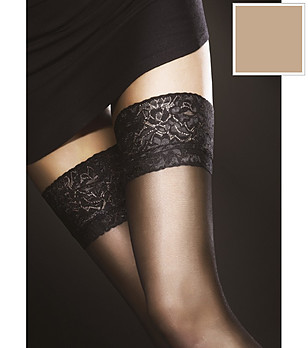 Бежови чорапи 20 DEN MILENA с дантела снимка