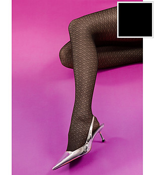 Черен фигурален чорапогащник 30 DEN NIGHT FEVER снимка