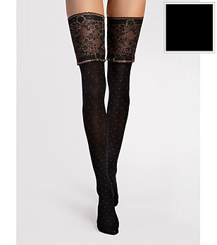 Черни чорапи с дантела и златисти точки 40 DEN NOTTE снимка