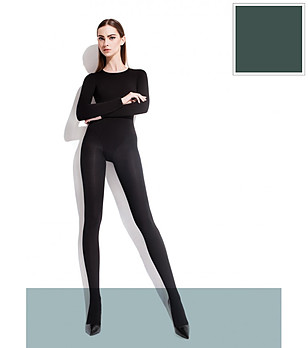 Зелен плътен чорапогащник 100 DEN OLGA снимка