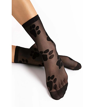 Черни тънки чорапи с лапички 20 DEN PAWPAW снимка