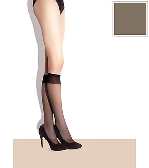 2 броя тънки 3/4 чорапи в цвят капучино 15 DEN POLA снимка