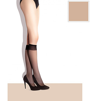 2 броя тънки чорапи до коляното в цвят пудра 15 DEN POLA снимка