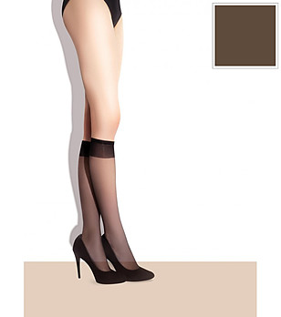 2 броя финни чорапи до коляното в цвят мока 15 DEN POLA снимка