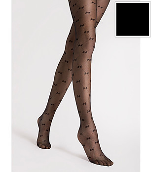 Черен фигурален чорапогащник с панделки 20 DEN RIBBON снимка