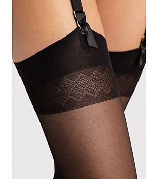 Черни чорапи за жартиери 20 DEN ROMANCE снимка