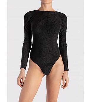 Черно боди с дълъг ръкав SALLY снимка