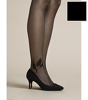 Черен фигурален чорапогащник 20 DEN SAVELLO снимка