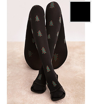 Черен фигурален чорапогащник 60 DEN SO QUIET снимка