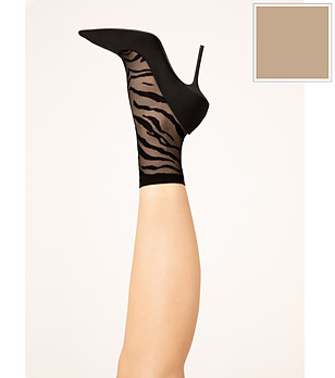 Чорапи в телесен цвят 15 DEN с тигров десен STEPPE  снимка