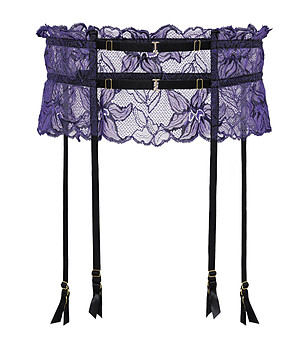 Черен жартиерен колан със синьо-лилава дантела VELVET снимка