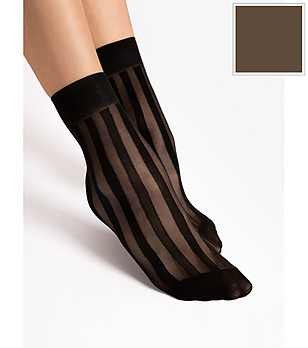 Чорапи на райе в цвят мока 20 DEN VIBE снимка