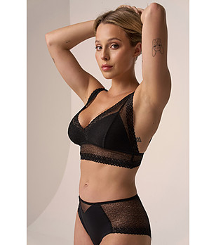 Черни памучни бикини с дантелени детайли Zina снимка