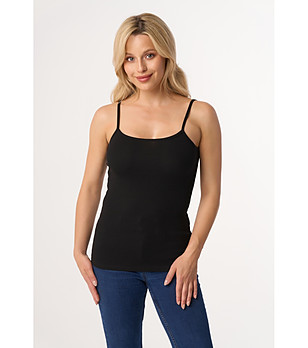 Черен топ с тънки презрамки Maxine снимка