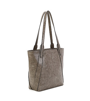 Дамска чанта в сиво с дълги дръжки снимка