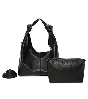 Черна дамска чанта с несесер снимка