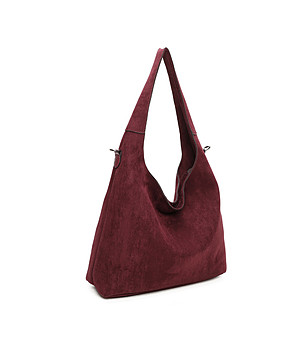 Дамска чанта в бордо с дълга дръжка снимка