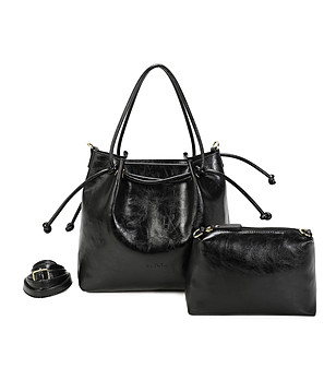 Дамска черна чанта с несесер снимка