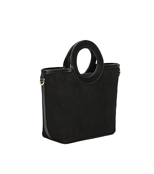 Черна дамска чанта с кръгли дръжки снимка