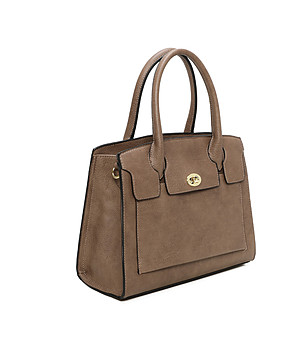 Дамска правоъгълна чанта в цвят капучино  снимка