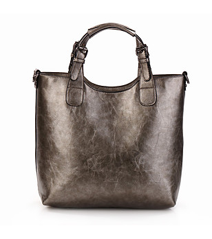 Дамска чанта в цвят бронз с несесер снимка