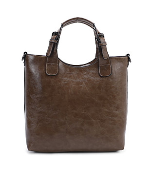 Дамска чанта в кафяво с несесер снимка