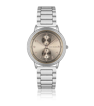 Мъжки сребрист часовник с розовозлатист циферблат снимка