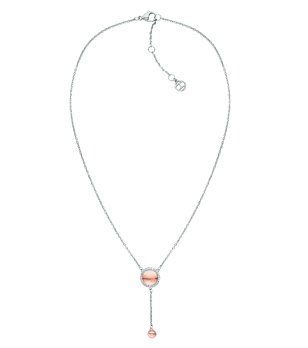 Дамско сребристо колие с розов медальон снимка